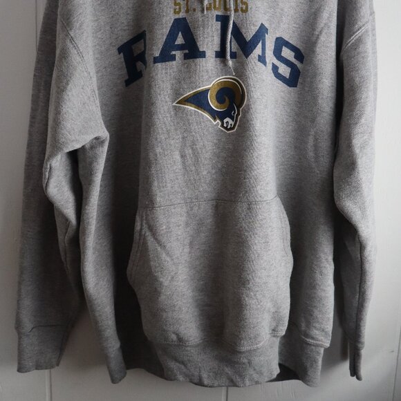 Vtg St Louis Rams Gray Hoodie Sweatshirt Top NFL Mens Large - Picture 5 of 5